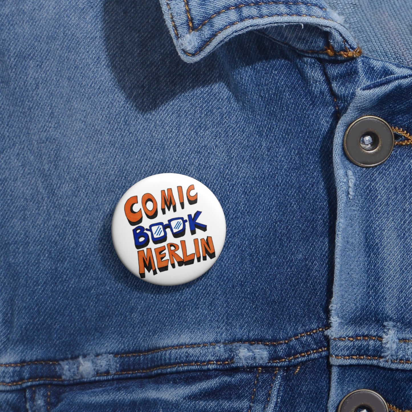 1.5" Comic Book Merlin Logo Button Pin