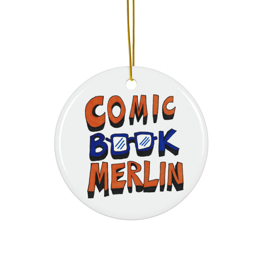 Comic Book Merlin Logo Ceramic Ornament