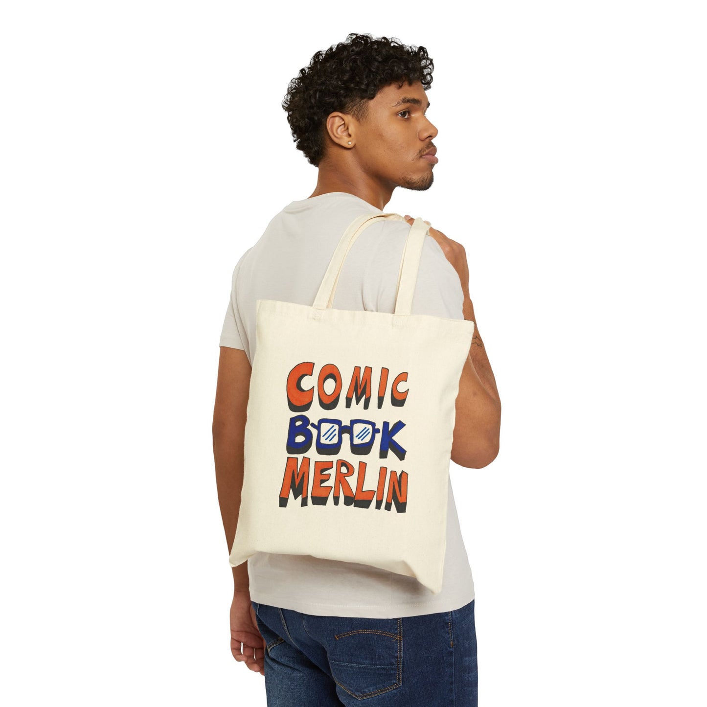 Comic Book Merlin Logo Cotton Canvas Tote Bag