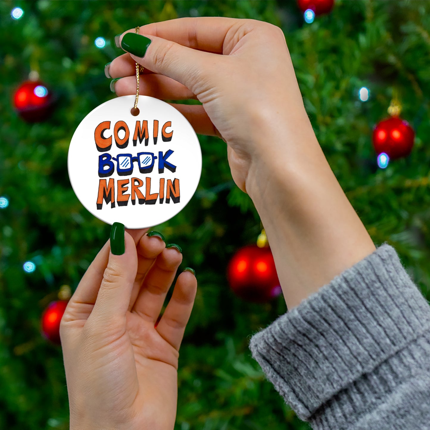 Comic Book Merlin Logo Ceramic Ornament