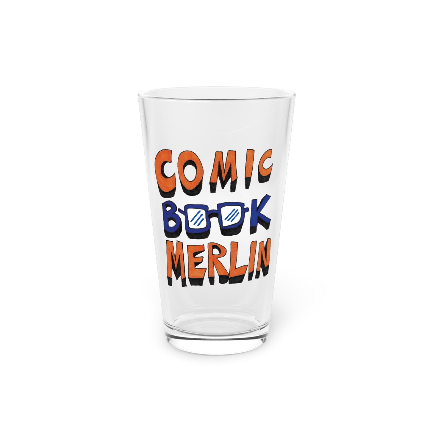 Comic Book Merlin Logo 16oz Pint Glass